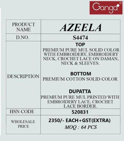 Ganga azeela 4474 Dress material suppliers in Pune